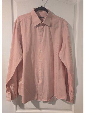 Pal Zileri Italy | Men’s Cotton Dress Shirt Orange/White Stripe